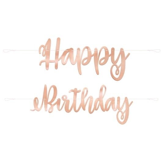 Happy Birthday Rose Gold 7FT Script Banner