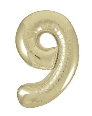 New Gold Number 9 Shaped Foil Balloon 34&quot; Packaged -Unique