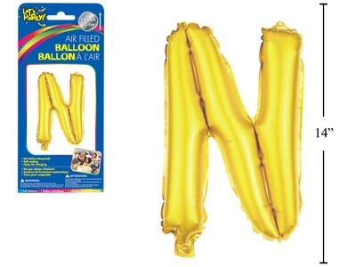 Gold Letter N Balloon (14&quot; Air Filled)