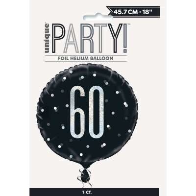 Black And Silver 60 Foil Balloon 18&quot;
