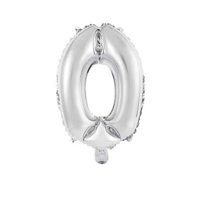 Silver Number 0 Balloon (14&quot; Air Filled)