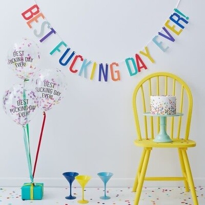 &quot;Best Fucking Day Ever!&quot; Balloon and Banner Kit, 6ct