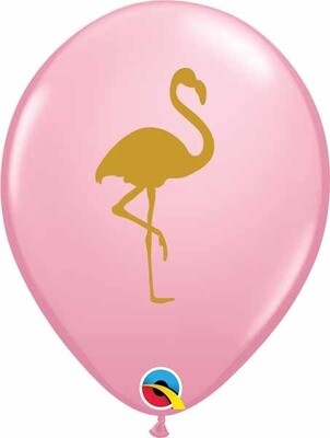 Pink Printed Gold Flamingo 12&quot; Latex Singles