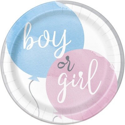 Gender Reveal Party 9" Dinner Plates, 8ct