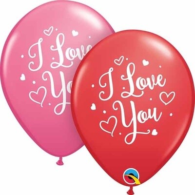 &quot;I Love You&quot; Pink and Red 12&quot; Latex Singles