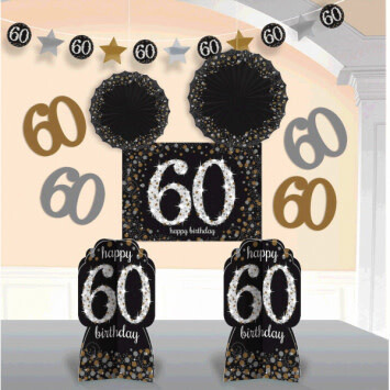 60th Birthday Black &amp; Gold Room Decorating Kit