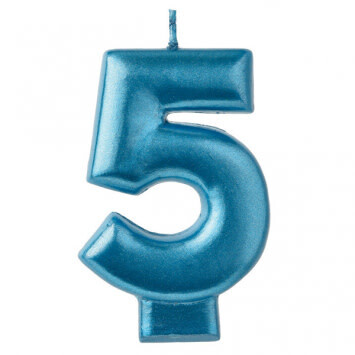 Metallic Blue Number 5 Candle