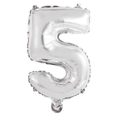 Silver Number 5 Balloon (14&quot; Air Filled)
