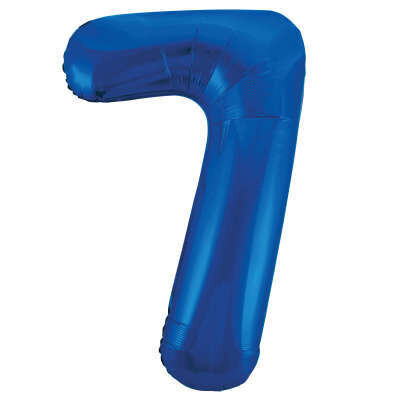 Blue Number 7 Shaped Foil Balloon 34&quot; Packaged -Unique