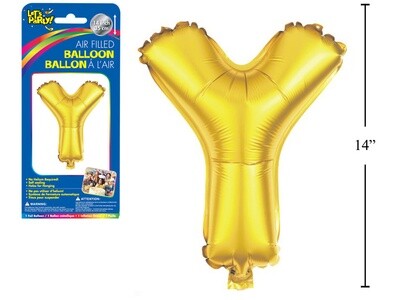 Gold Letter Y Balloon (14" Air Filled)