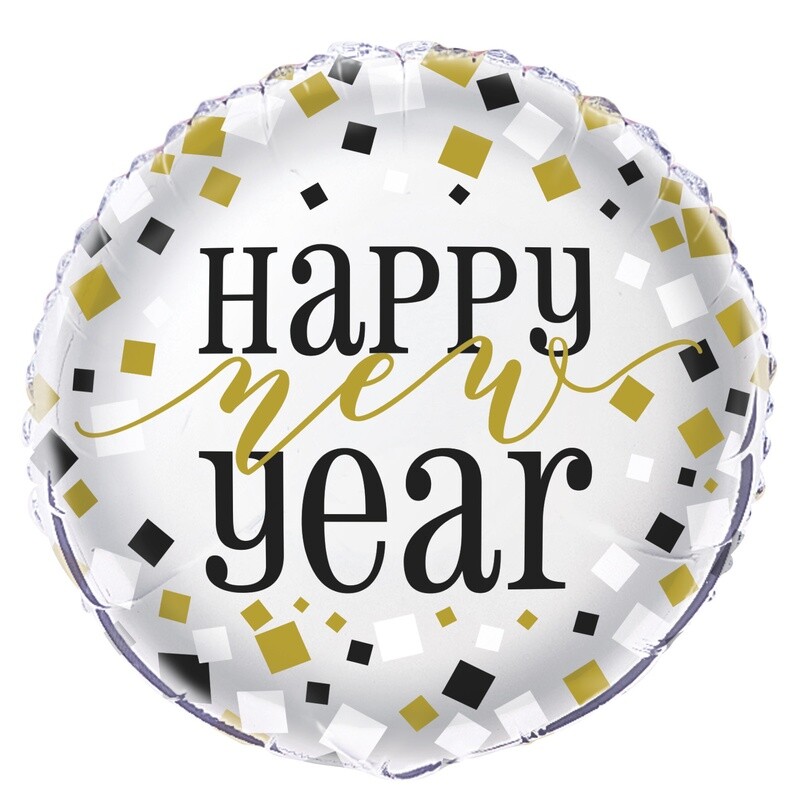 Black Gold Sliver New Year Mylar Balloon 18&quot;