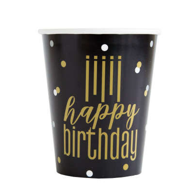 Metallic Happy Birthday Cups 8ct