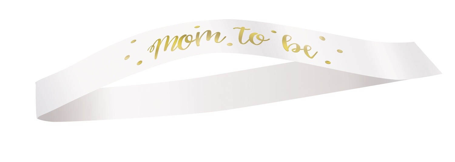 Gold Foil &quot;Mom to Be&quot; Satin Sash
