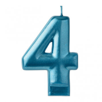Metallic Blue Number 4 Candle