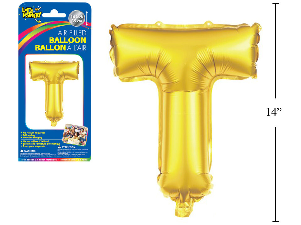 Gold Letter T Balloon (14&quot; Air Filled)