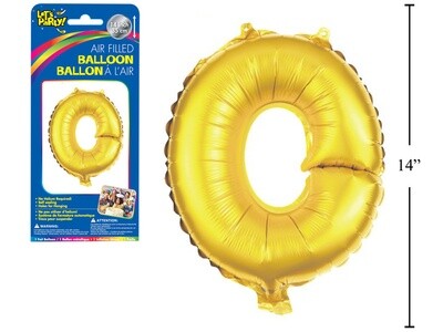 Gold Letter O Balloon (14&quot; Air Filled)