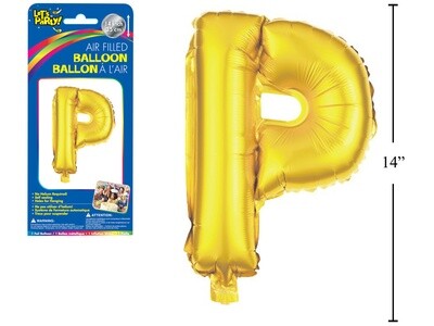 Gold Letter P Balloon (14&quot; Air Filled)