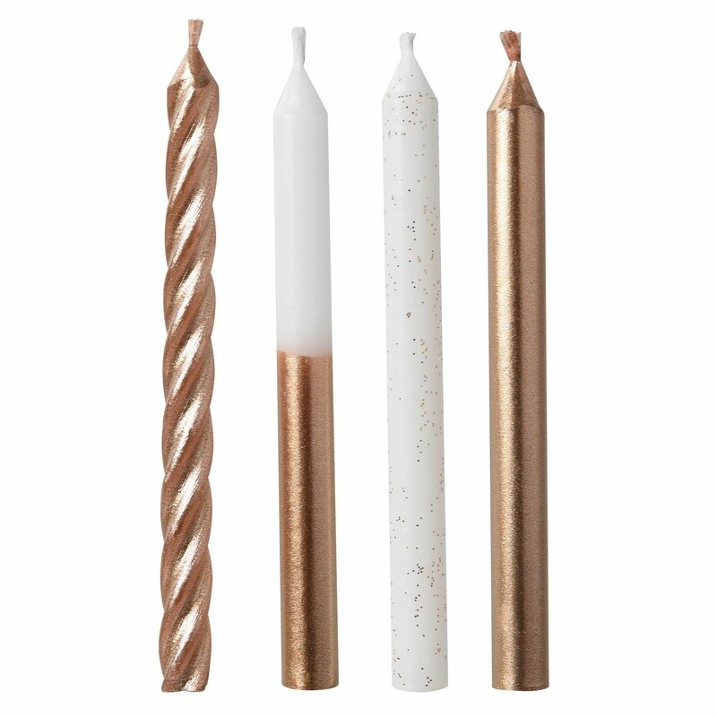 Rose Gold Metallic Mix Candles 12ct