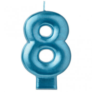 Metallic Blue Number 8 Candle
