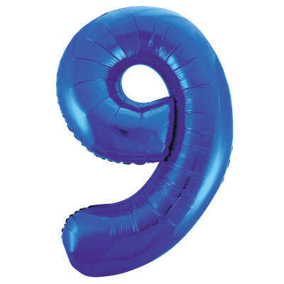 Blue Number 9 Shaped Foil Balloon 34&quot; Packaged -Unique