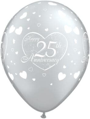 Silver Pearlized 25th Anniversary 12&quot; Latex Singles