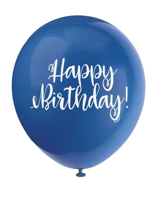 &#39;Happy Birthday!&#39; Script Royal Blue 12&quot; Latex Singles