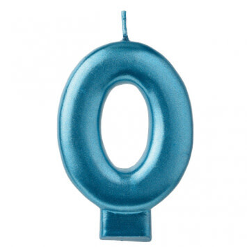 Metallic Blue Number 0 Candle