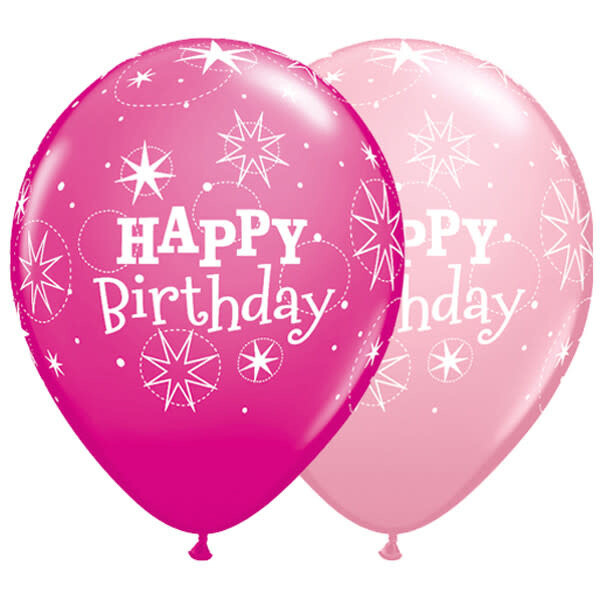 &quot;Happy Birthday&quot; Pink Printed 12&quot; Latex Singles
