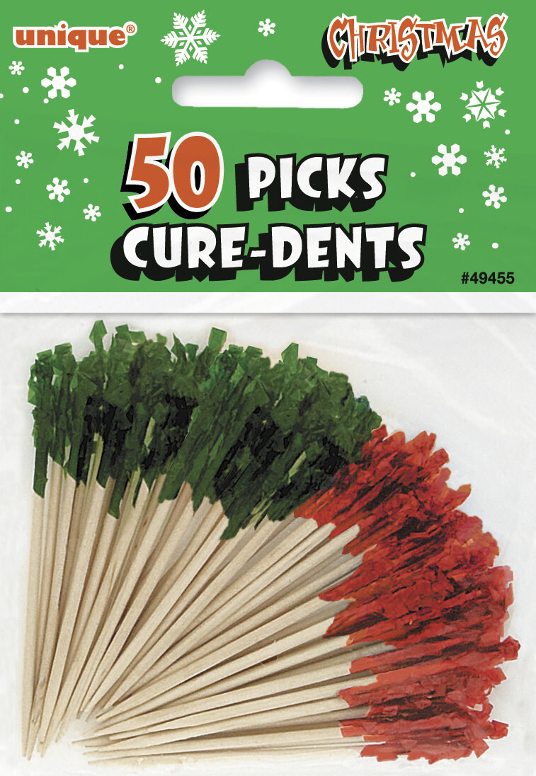 Red and Green Frill Picks 50ct