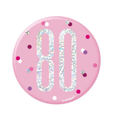 Glitz Pink 80th Pin