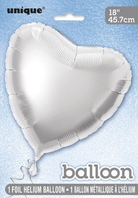 Silver Heart Foil Balloon 18&quot;