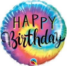 Birthday Tie Dye Swirls Foil Balloon 18&quot;
