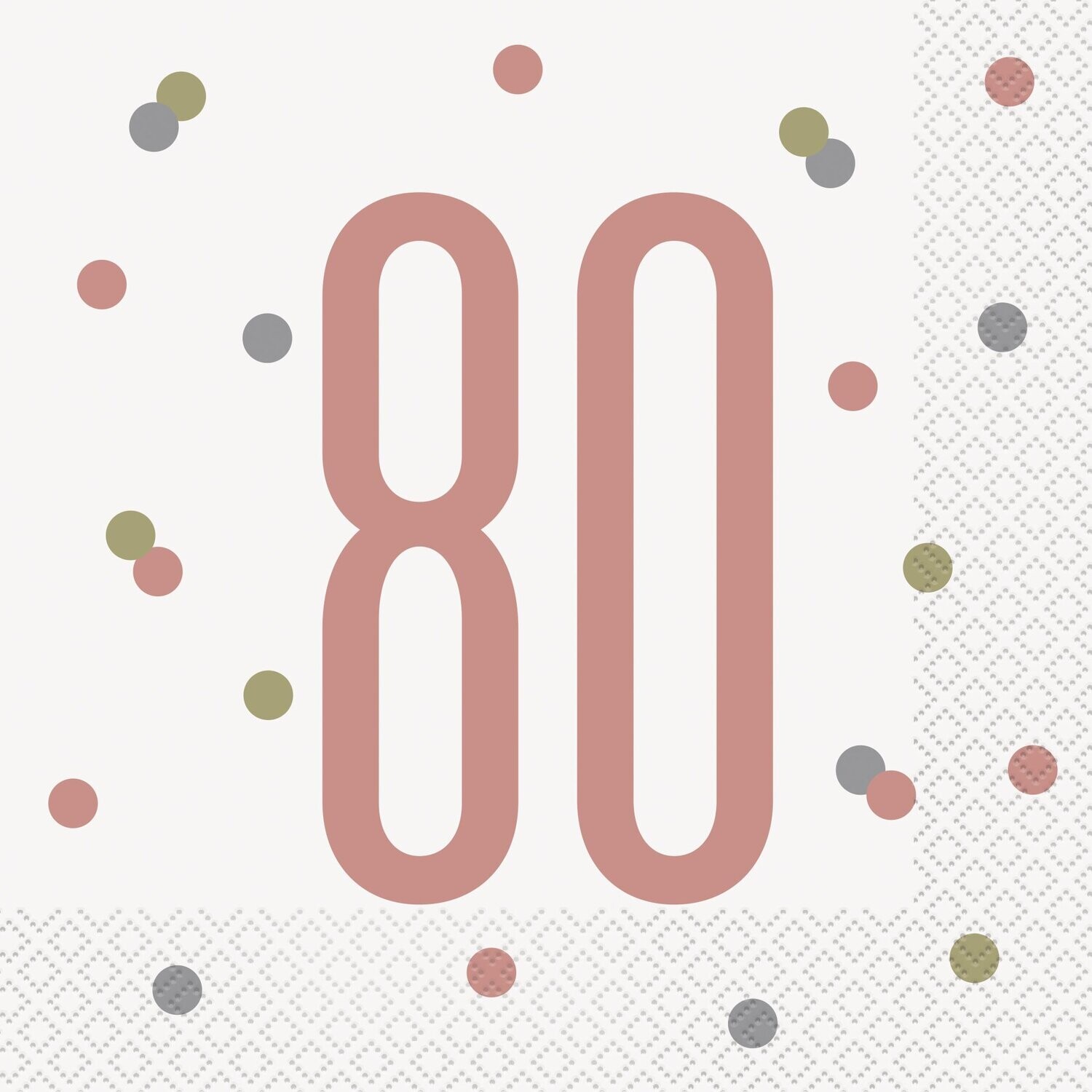Glitz Rose Gold &quot;80&quot; Luncheon Napkins, 16ct