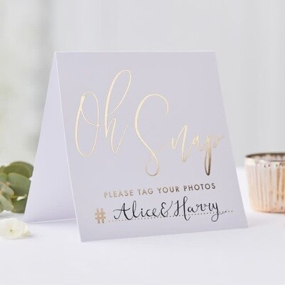 &quot;Oh Snap!&quot; Hashtag Wedding Instagram Sign, 5ct