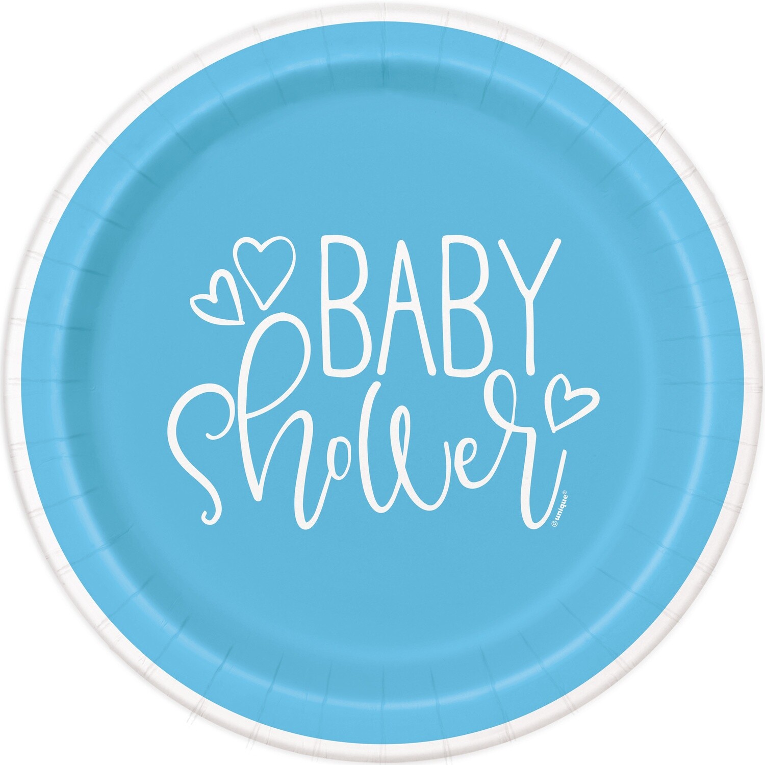 Blue Hearts Baby Shower 9&quot; Dinner Plates 8ct