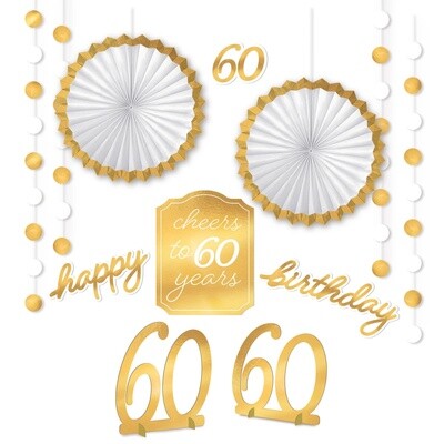 Golden Age Birthday 60th Room Decoration Kit, 12ct