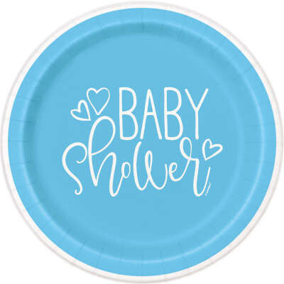 Blue Hearts Baby Shower 7" Plate