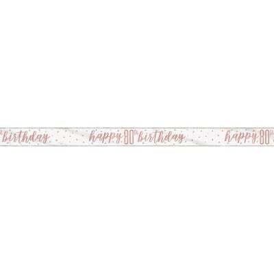 Glitz Rose Gold 80th Birthday Banner 9FT