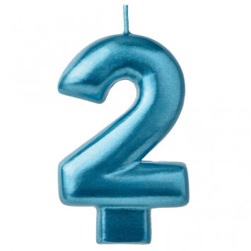 Metallic Blue Number 2 Candle