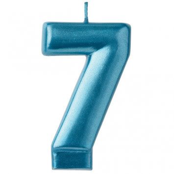 Metallic Blue Number 7 Candle