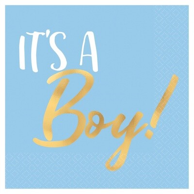 "It's A Boy!" Gold Stamped Beverage Napkins, 16ct