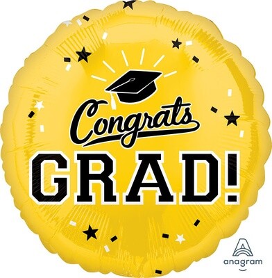18&quot; Yellow &quot;Congrats Grad!&quot; Mylar