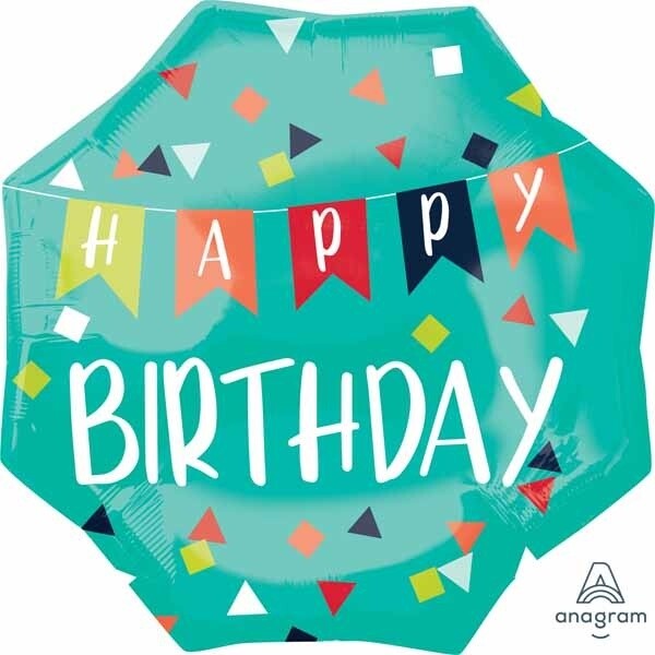 Large Teal Banner &#39;Happy Birthday&#39; 22&quot; Foil Balloon