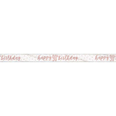 Glitz Rose Gold 90th Birthday Banner 9FT