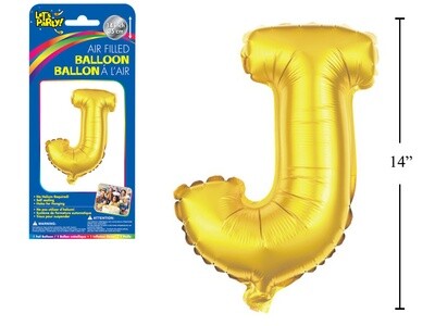 Gold Letter J Balloon (14&quot; Air Filled)