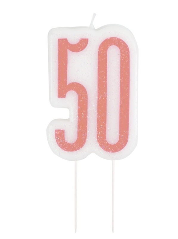 Glitz Rose Gold 50th Candle