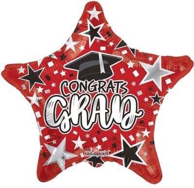 18” Red Congrats Grad Star Mylar