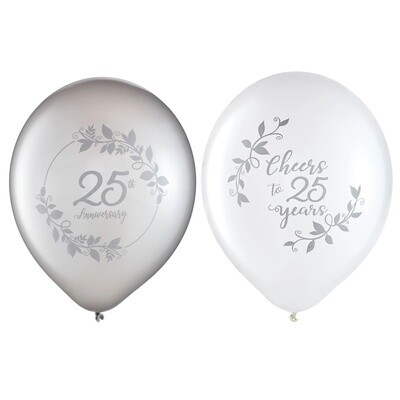 Happy 25th Anniversary Latex Balloons, 15 ct