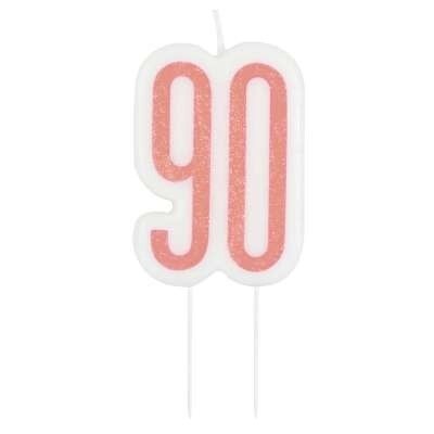 Glitz Rose Gold 90th Candle
