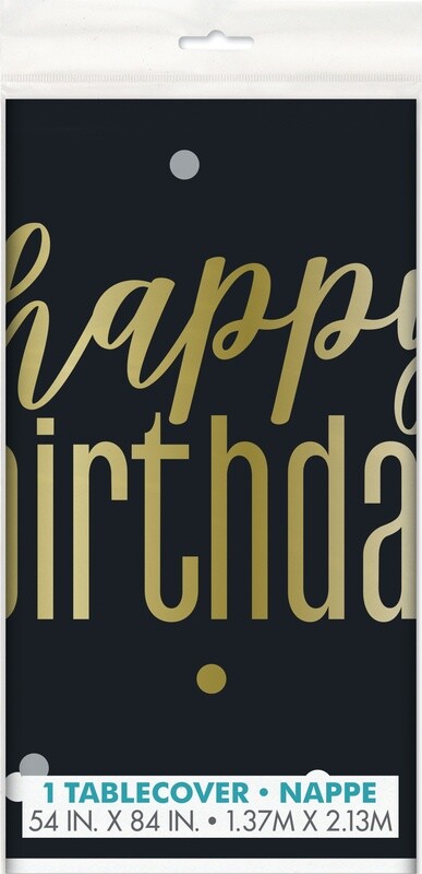Metallic Gold &quot;Happy Birthday&quot; Rectangular Tablecloth 54&quot; x 84&quot;